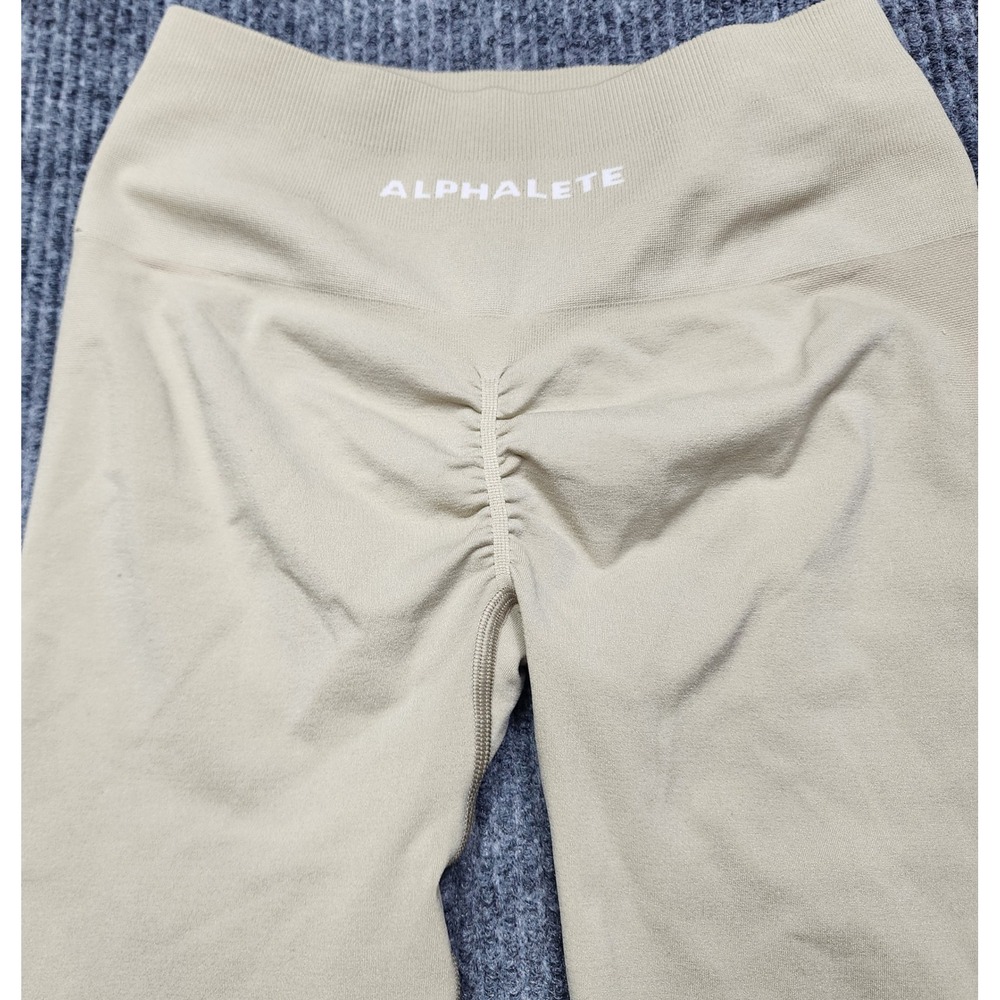 Alphalete Amplify Leggings Womens Small Beige‎ Tan High Waisted Scrunch Seamless - Picture 6 of 8